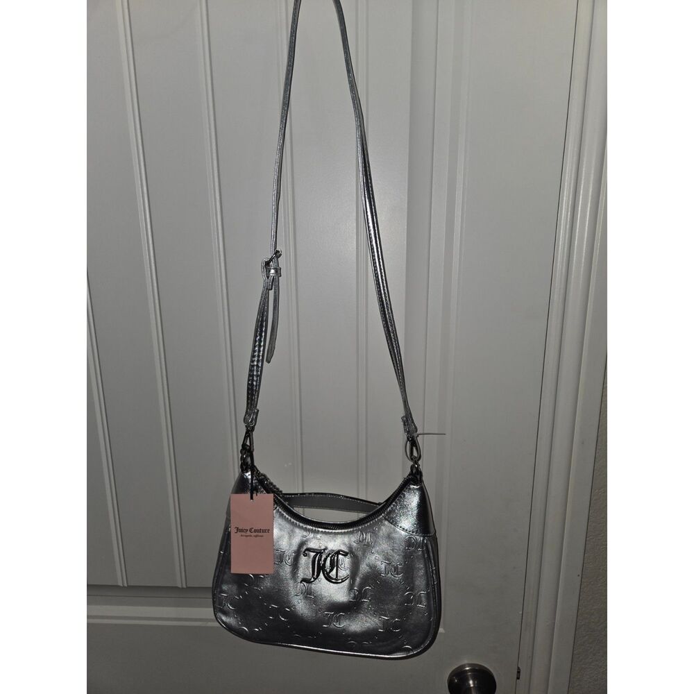 Juicy Couture Good Times Silver Shoulder Bag Embossed JC Logo NWT $118
